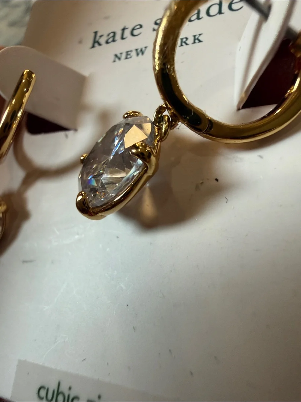kate spade gold and clear drop earrings